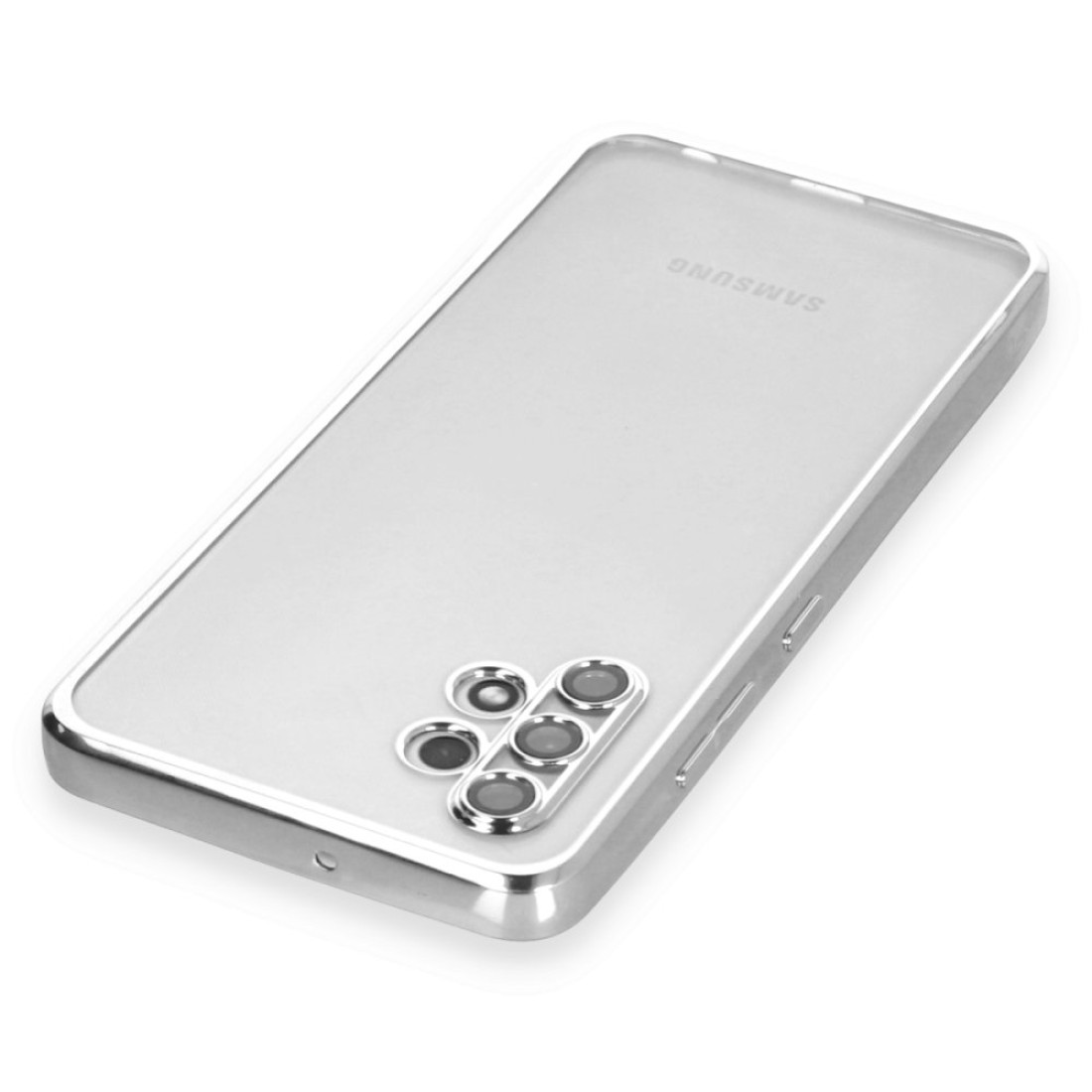  Samsung Galaxy A32 Kılıf Razer Lensli Silikon - Gümüş