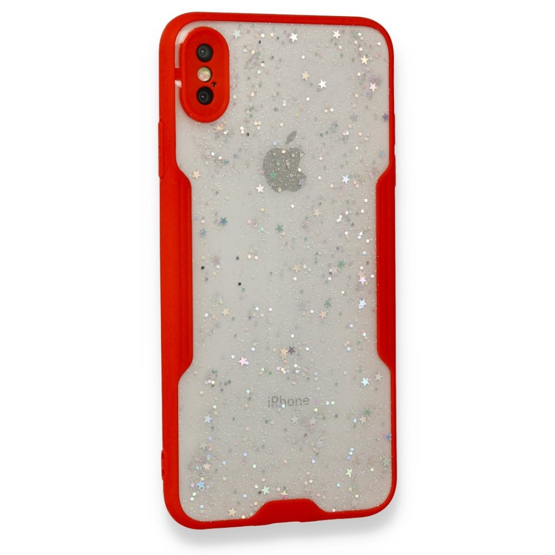 iPhone XS Max Kılıf Platin Simli Silikon - Kırmızı iPhone XS Max Kılıf Platin Simli Silikon - Kırmızı