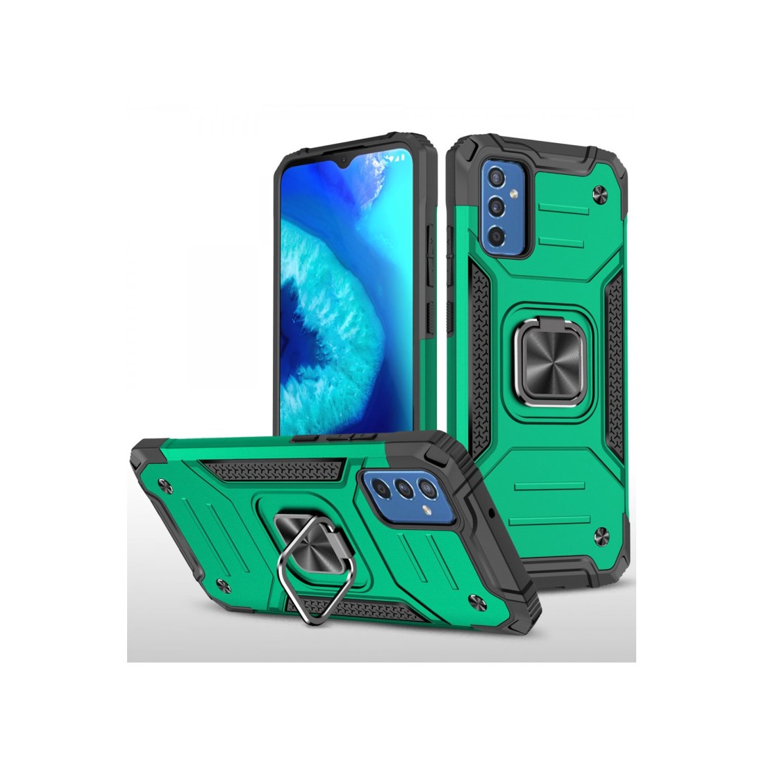  Samsung Galaxy M52 5G Kılıf Zegna Yüzüklü Silikon Kapak - Koyu Yeşil