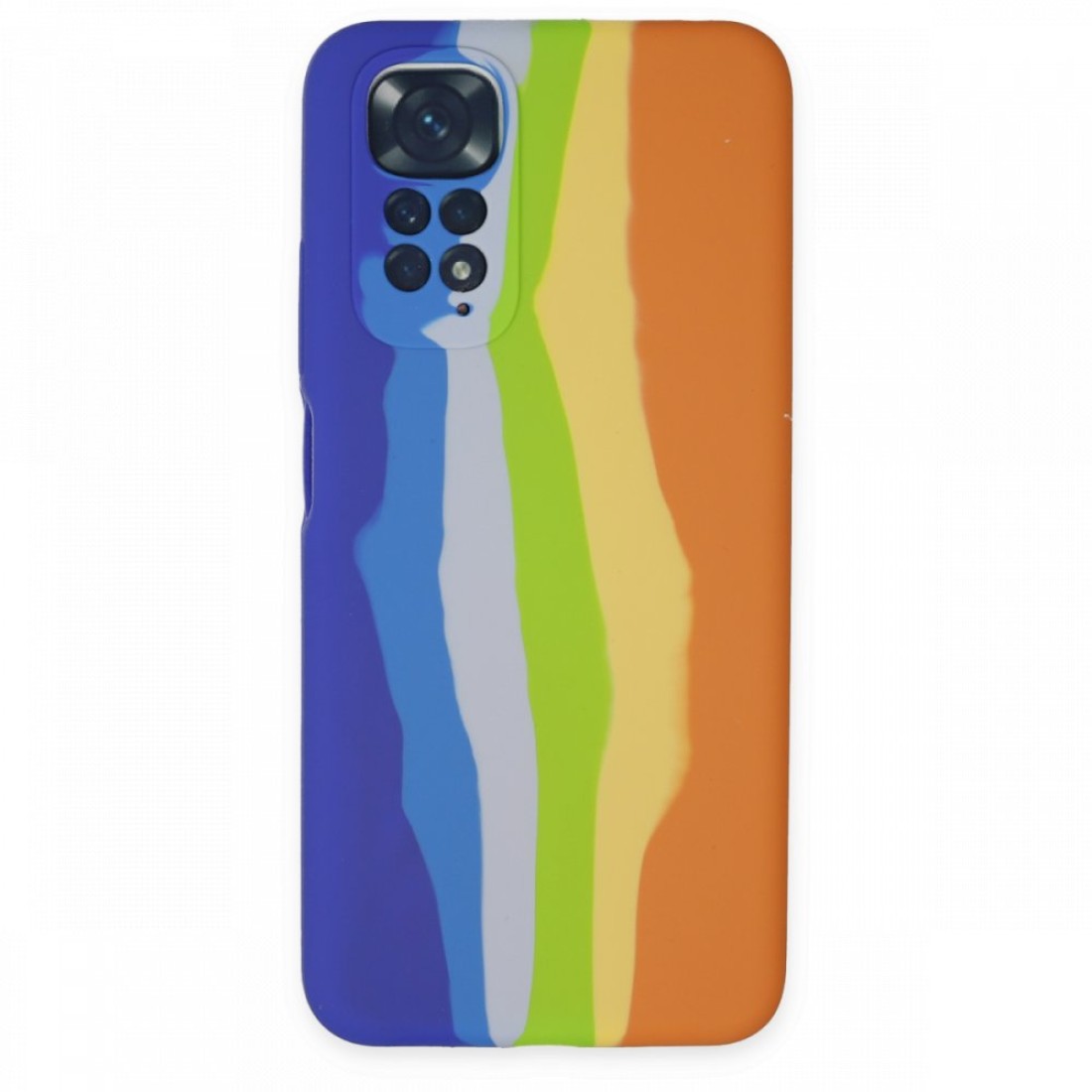  Xiaomi Redmi Note 11 Kılıf Ebruli Lansman Silikon - Mavi-Turuncu