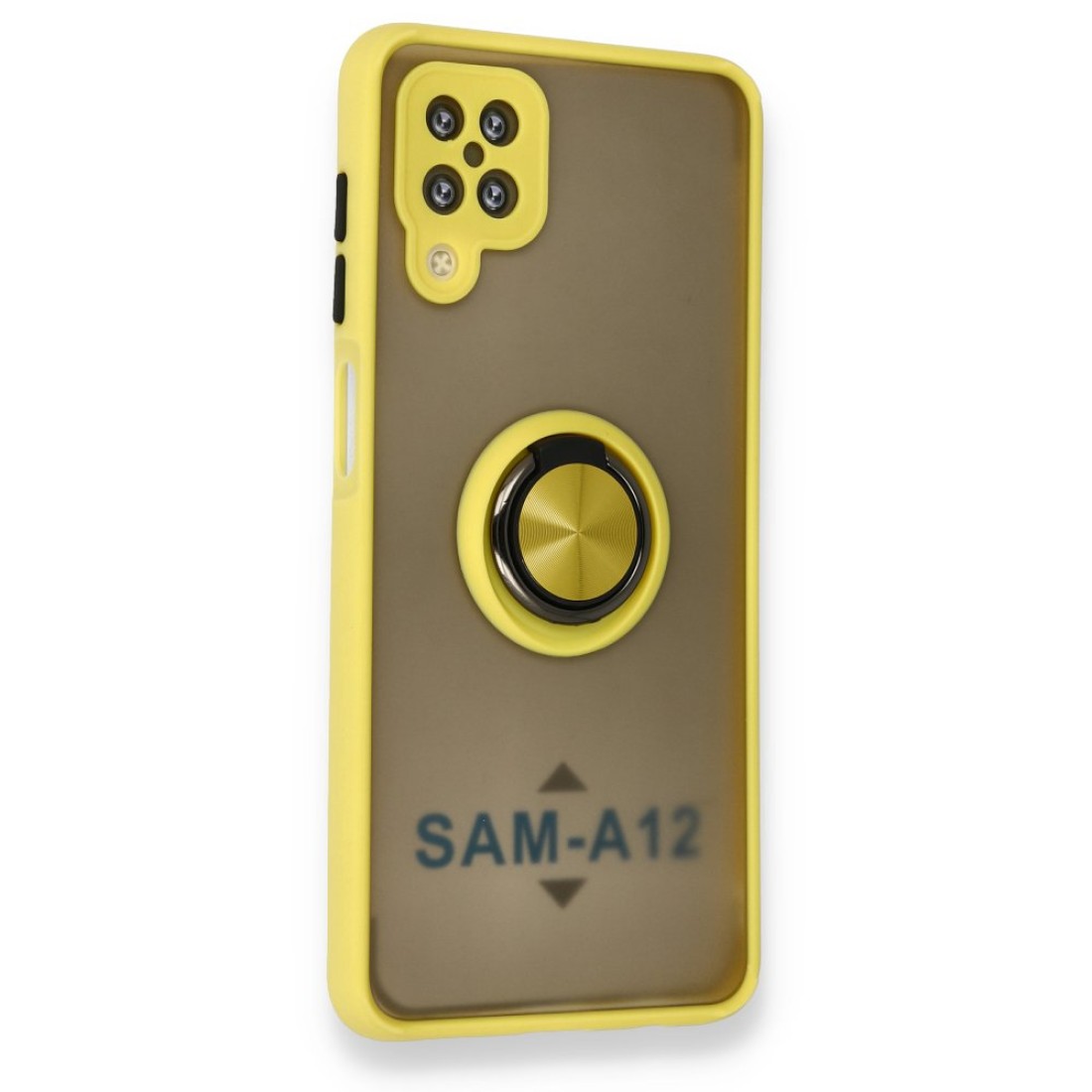  Samsung Galaxy M12 Kılıf Montreal Yüzüklü Silikon Kapak - Sarı