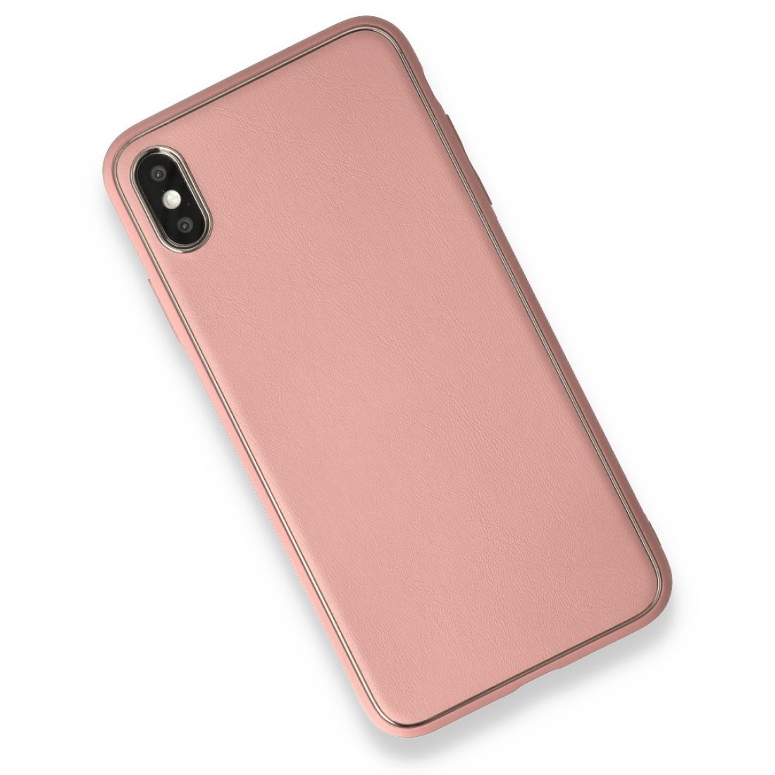 iPhone XS Max Kılıf Coco Deri Silikon Kapak - Pembe iPhone XS Max Kılıf Coco Deri Silikon Kapak - Pembe