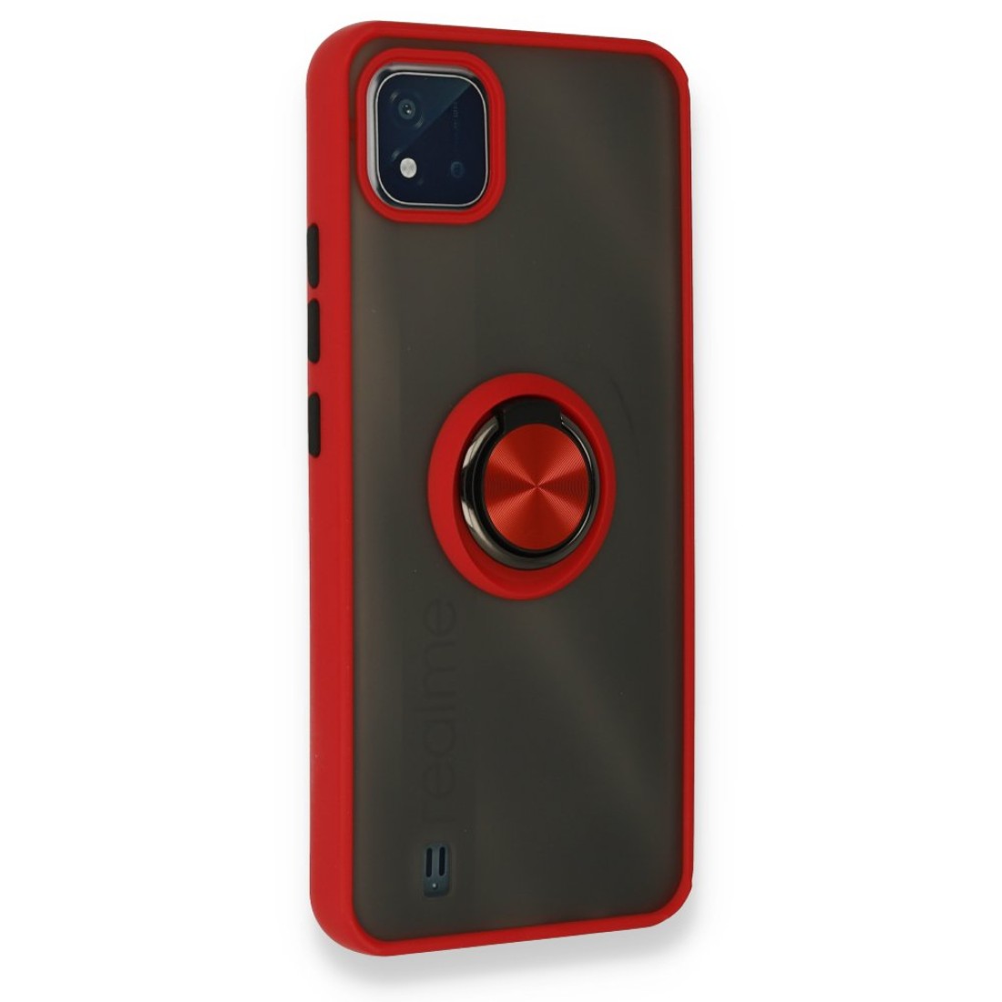  Realme C11 2021 Kılıf Montreal Yüzüklü Silikon Kapak - Kırmızı