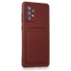  Samsung Galaxy A52 Kılıf Kelvin Kartvizitli Silikon - Bordo