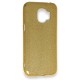  Samsung Galaxy J2 Core Kılıf Simli Katmanlı Silikon - Gold