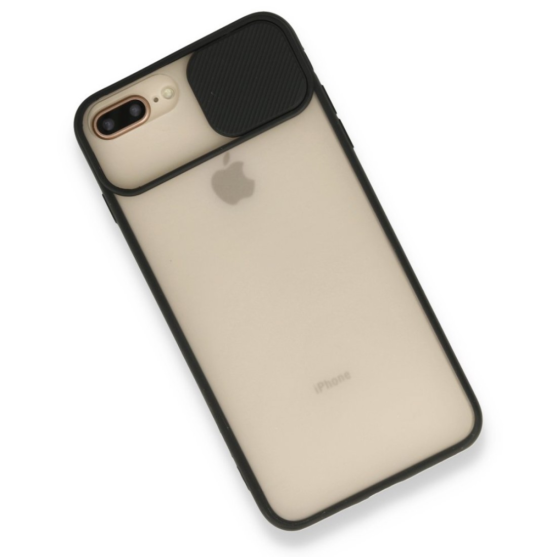  iPhone 7 Plus Kılıf Palm Buzlu Kamera Sürgülü Silikon - Siyah