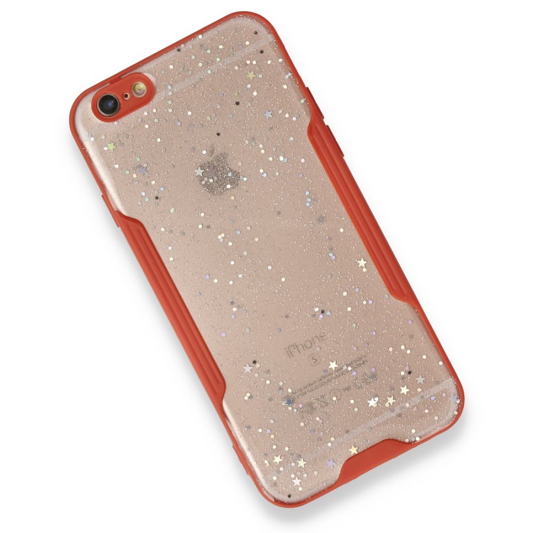  iPhone 6 Kılıf Platin Simli Silikon - Kırmızı