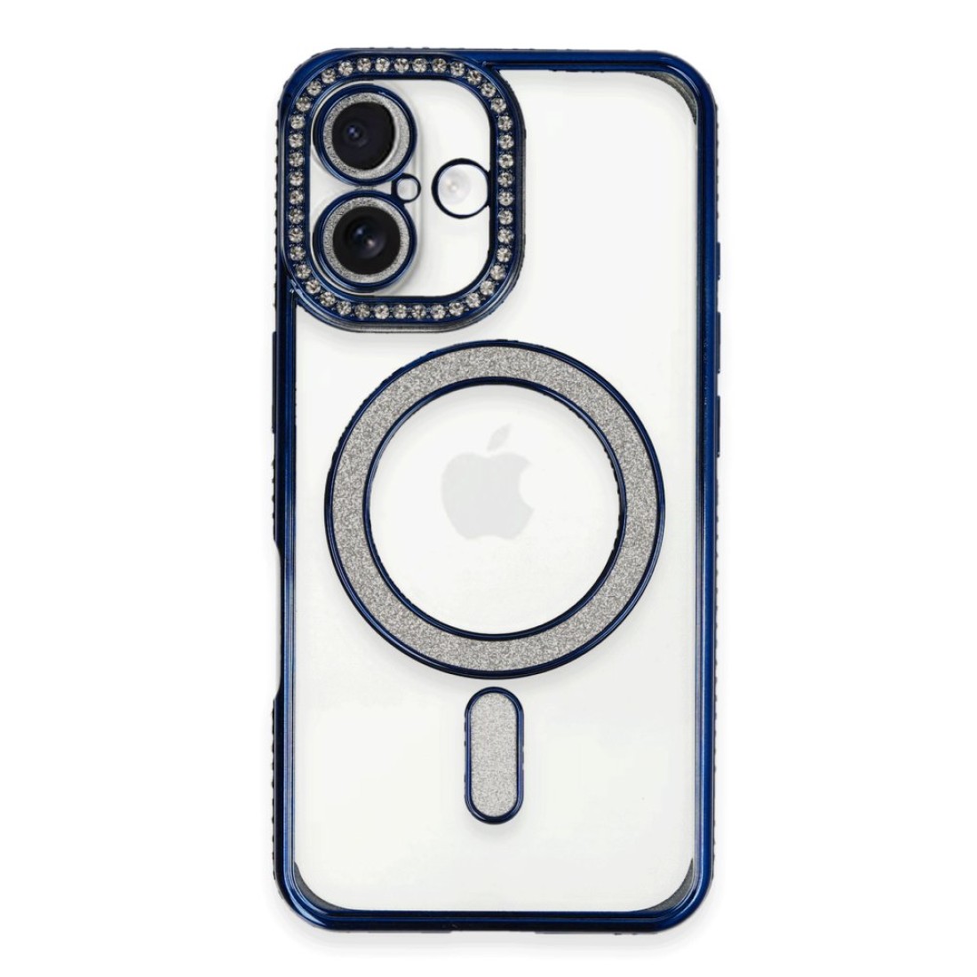  iPhone 16 Plus Kılıf Joke Simli Magneticsafe Kılıf - Lacivert