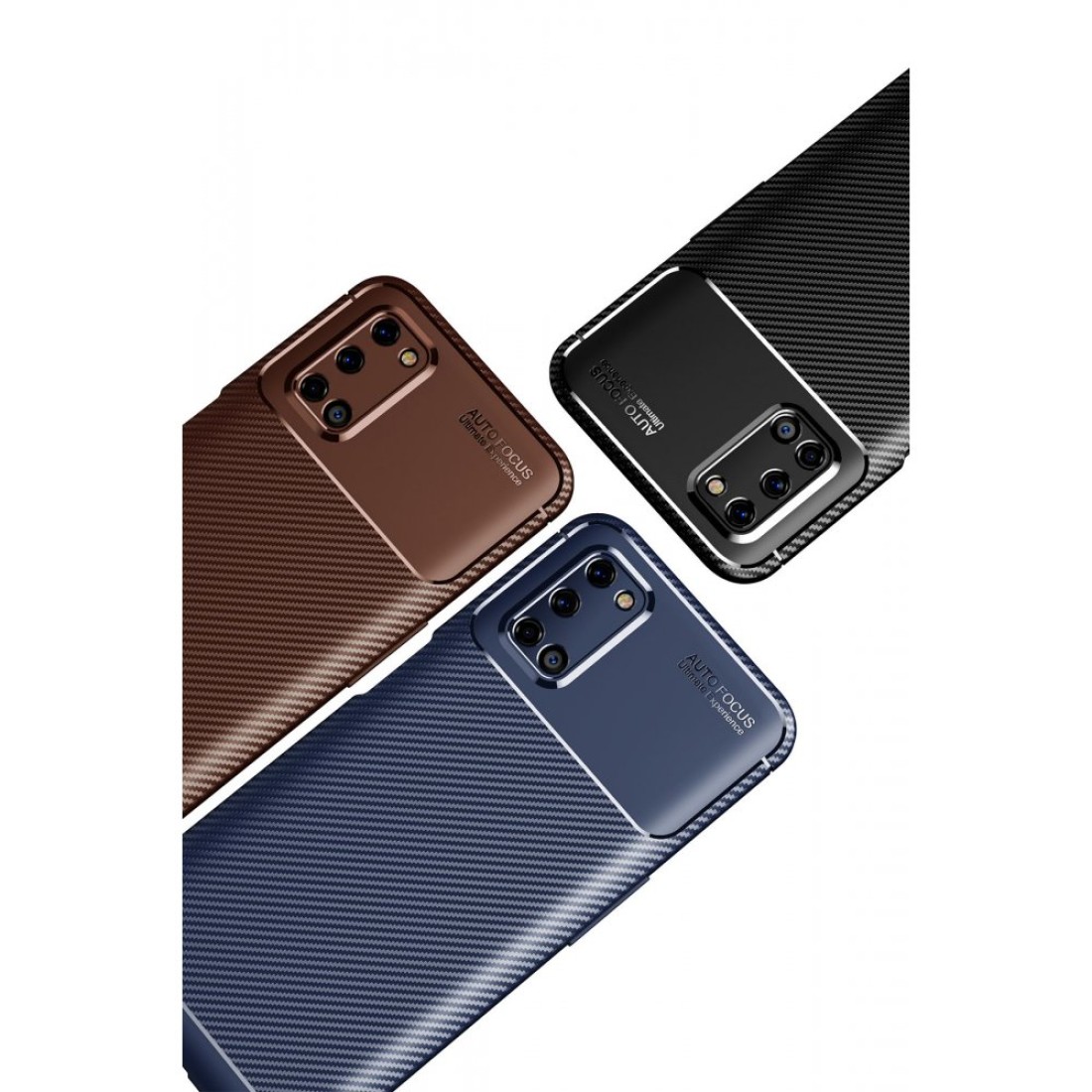 Oppo A52 Kılıf Auto Focus Karbon Kapak - Kahverengi Oppo A52 Kılıf Auto Focus Karbon Kapak - Kahverengi