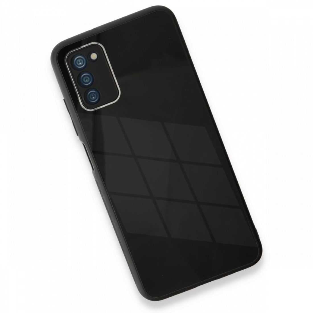  Samsung Galaxy A03S Kılıf Glass Kapak - Siyah