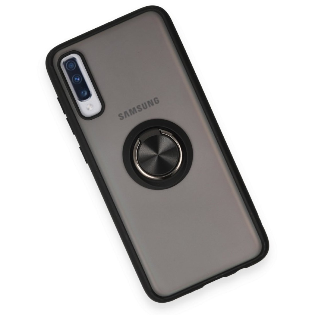  Samsung Galaxy A70 Kılıf Montreal Yüzüklü Silikon Kapak - Siyah