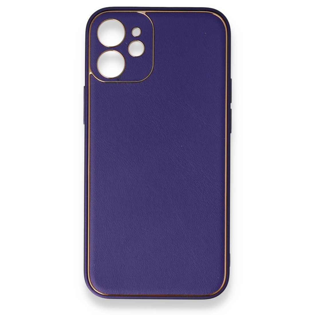  iPhone 12 Mini Kılıf Coco Deri Silikon Kapak - Mor