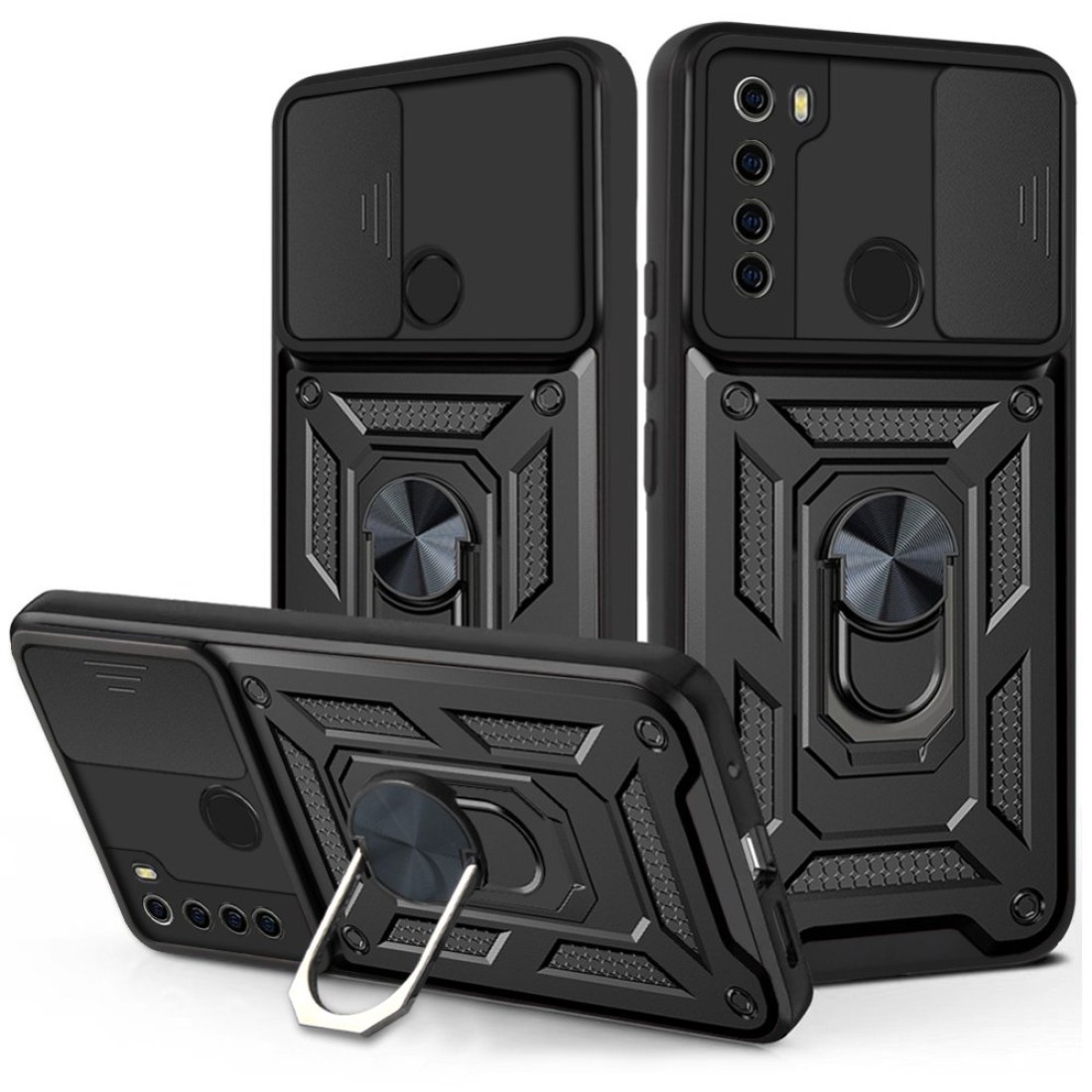  Xiaomi Redmi Note 8 Kılıf Pars Lens Yüzüklü Silikon - Siyah