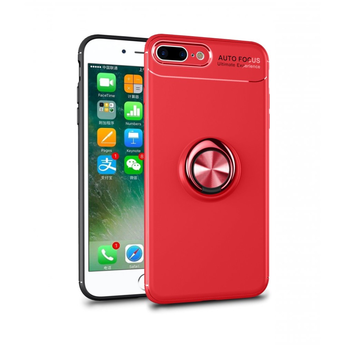  iPhone 7 Plus Kılıf Range Yüzüklü Silikon - Kırmızı