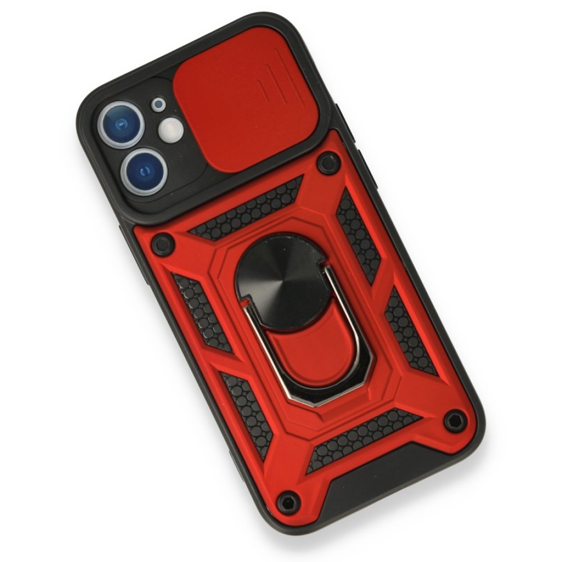 iPhone 12 Mini Kılıf Pars Lens Yüzüklü Silikon - Kırmızı iPhone 12 Mini Kılıf Pars Lens Yüzüklü Silikon - Kırmızı
