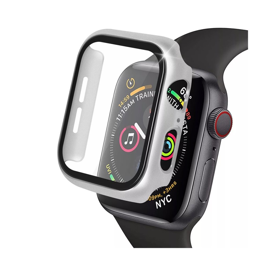  Apple Watch 38mm Camlı Kasa Ekran Koruyucu - Gümüş