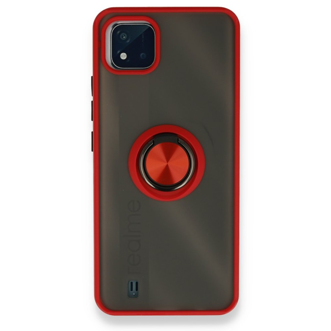  Realme C11 2021 Kılıf Montreal Yüzüklü Silikon Kapak - Kırmızı