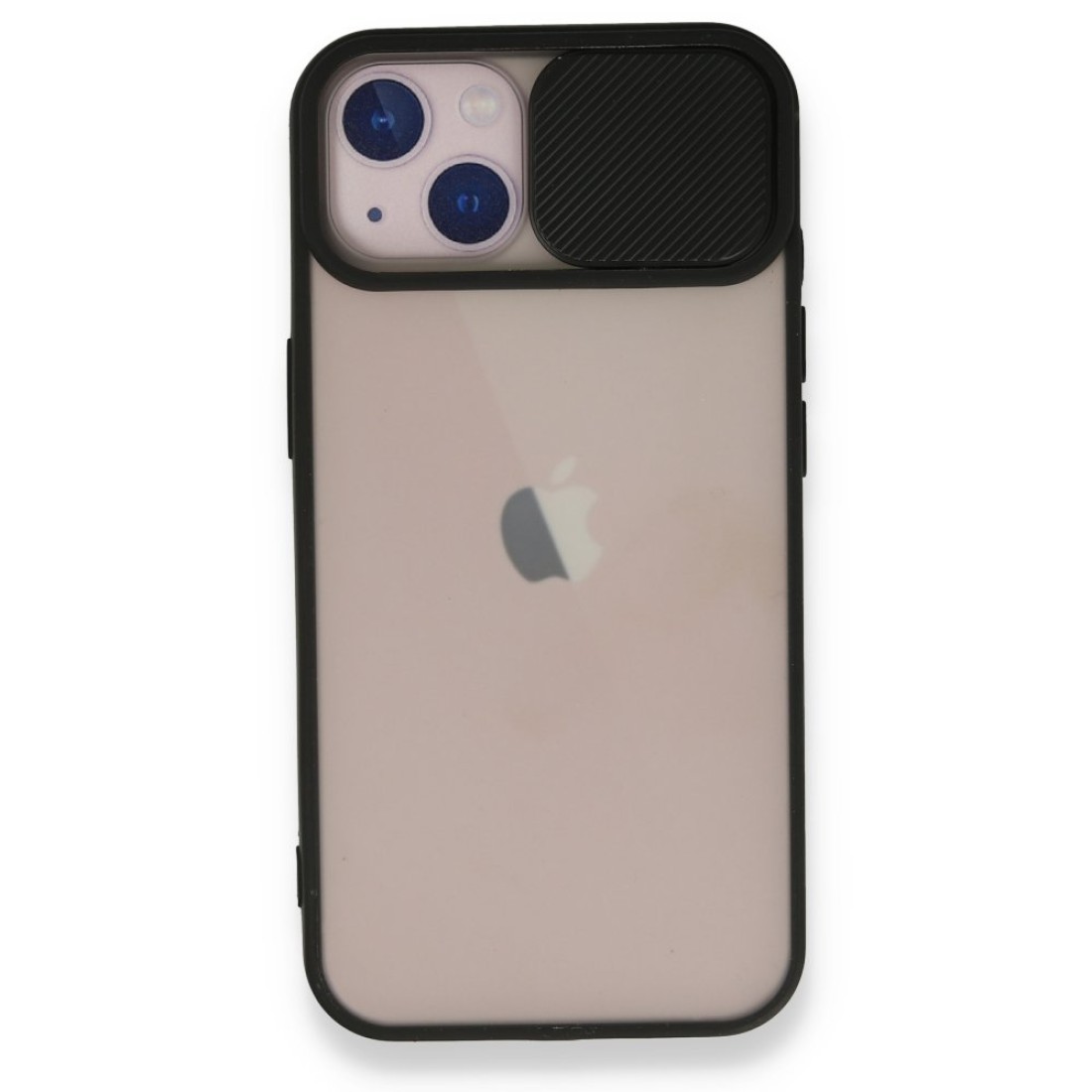  iPhone 13 Kılıf Palm Buzlu Kamera Sürgülü Silikon - Siyah