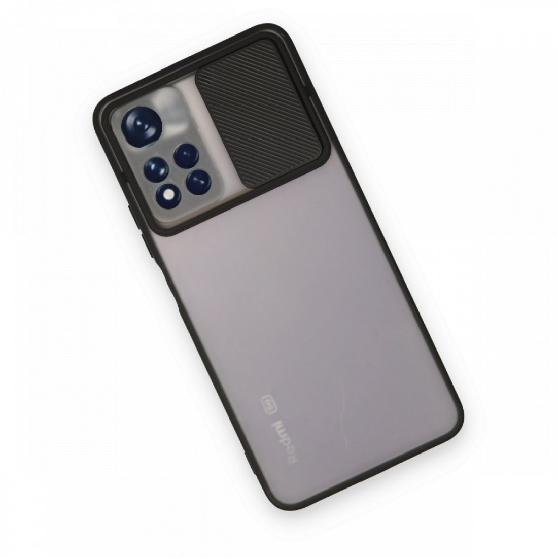  Xiaomi Redmi Note 11T Kılıf Palm Buzlu Kamera Sürgülü Silikon - Siyah
