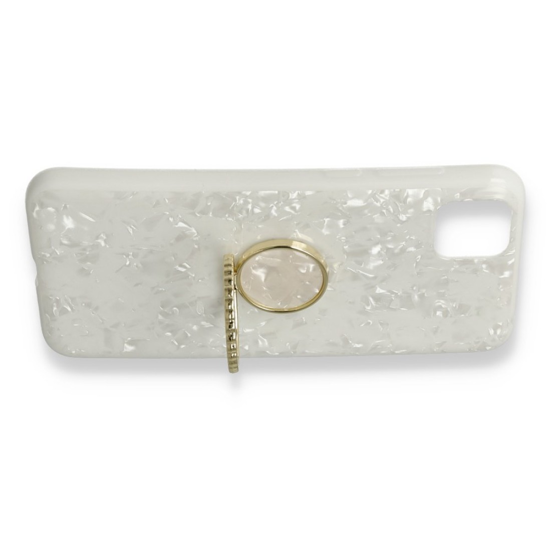  Huawei Y5P Kılıf Marble Yüzüklü Silikon - Beyaz