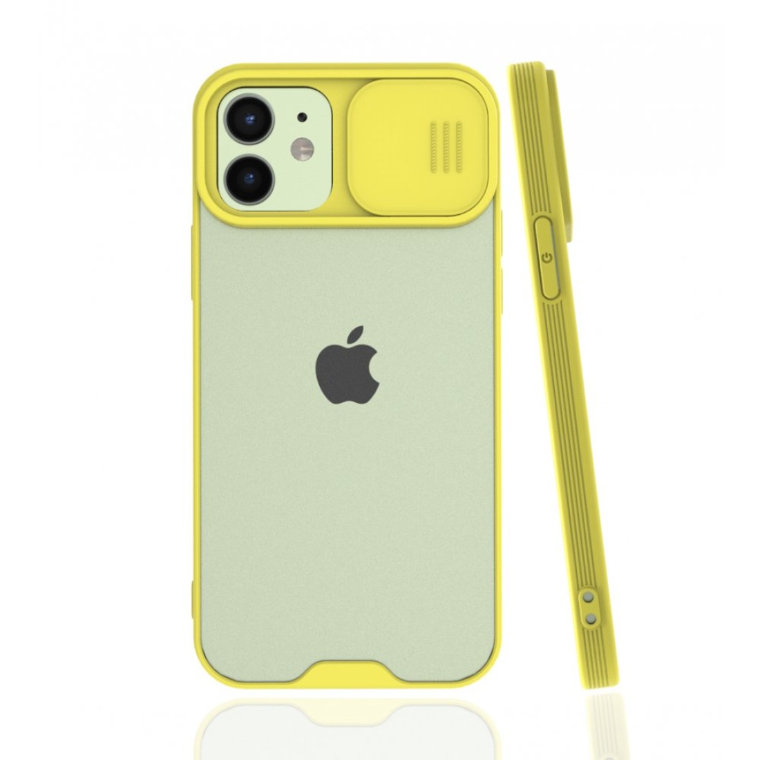  iPhone 12 Kılıf Platin Kamera Koruma Silikon - Sarı