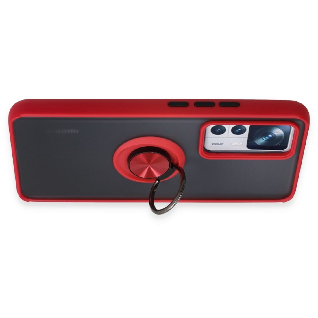  Xiaomi Mi 12T Pro Kılıf Montreal Yüzüklü Silikon Kapak - Kırmızı