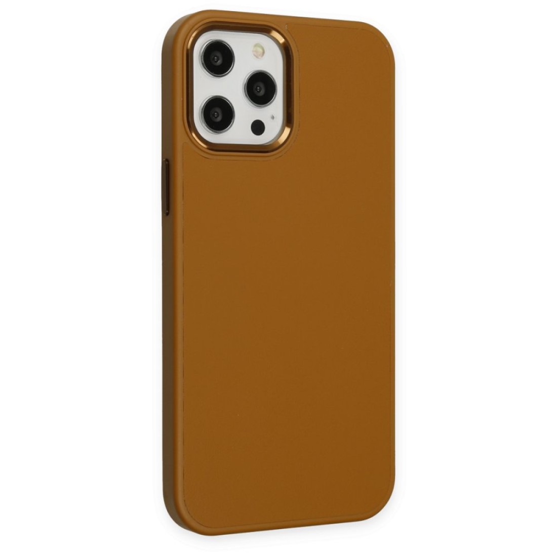  iPhone 12 Pro Kılıf Asya Deri Silikon - Kahverengi
