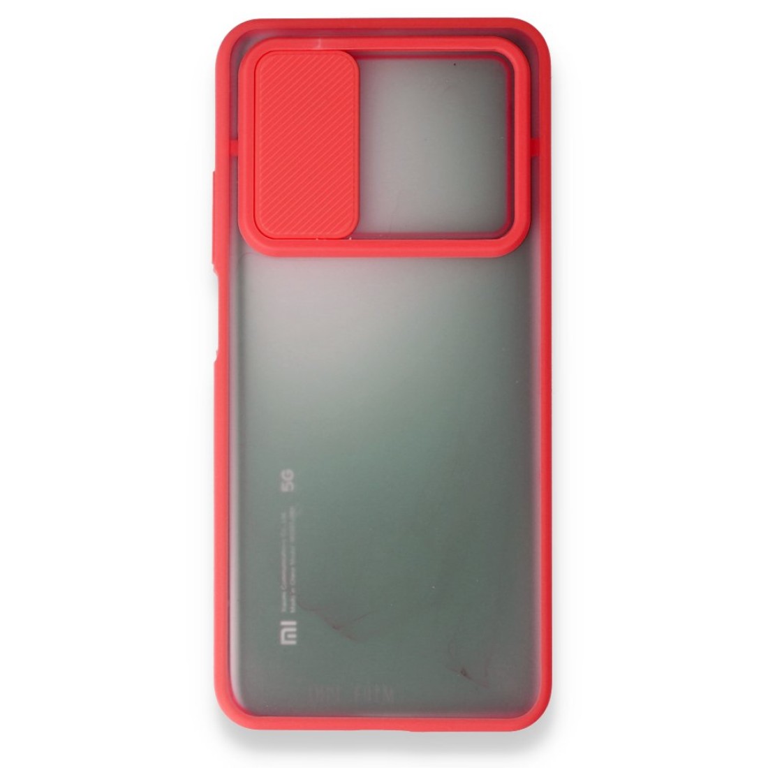  Xiaomi Mi 10T Pro Kılıf Palm Buzlu Kamera Sürgülü Silikon - Kırmızı