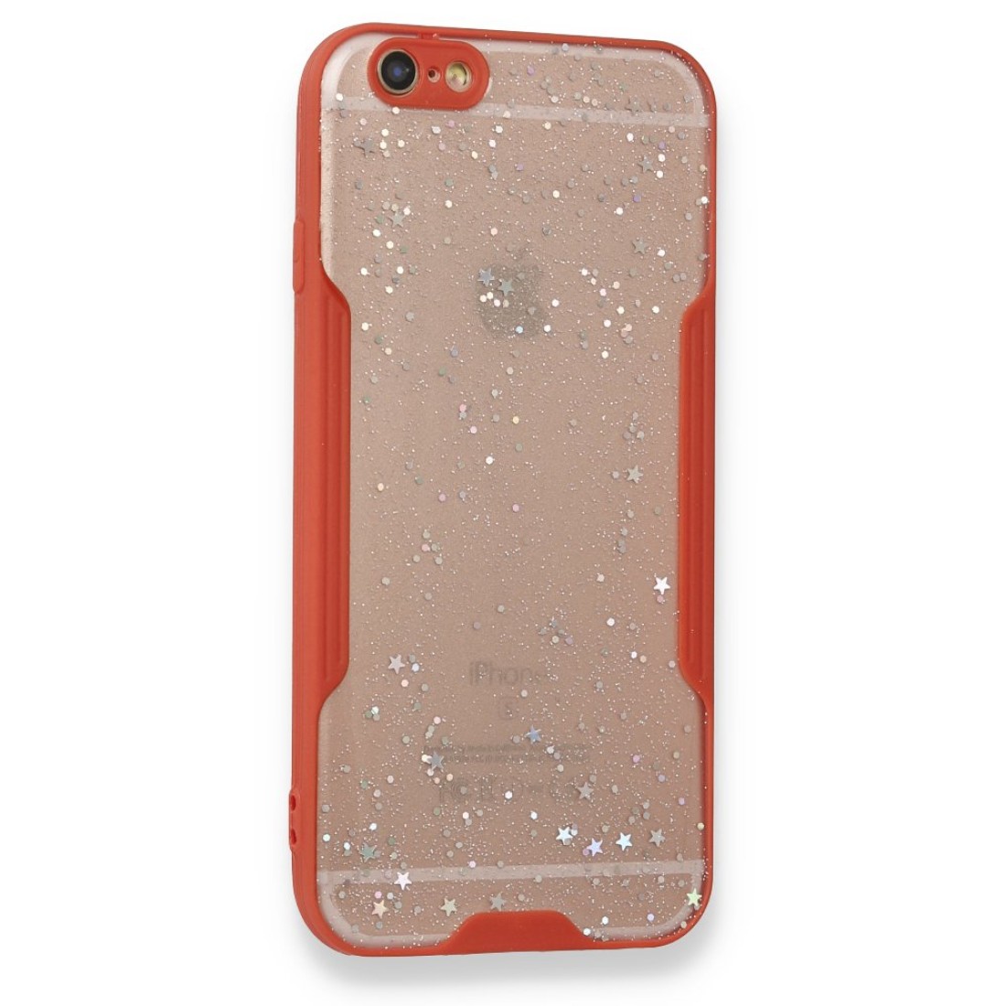  iPhone 6 Kılıf Platin Simli Silikon - Kırmızı