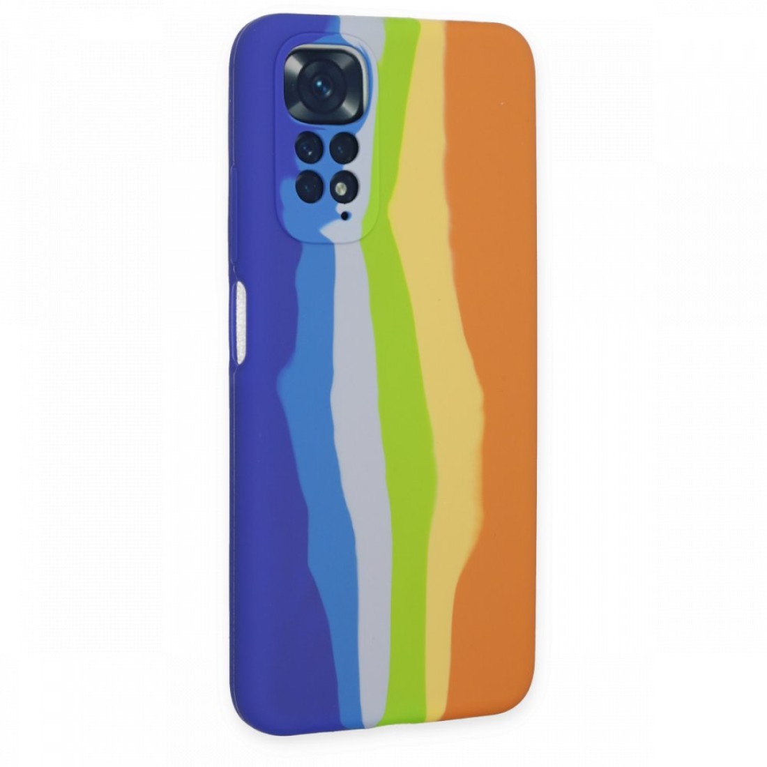  Xiaomi Redmi Note 11 Kılıf Ebruli Lansman Silikon - Mavi-Turuncu