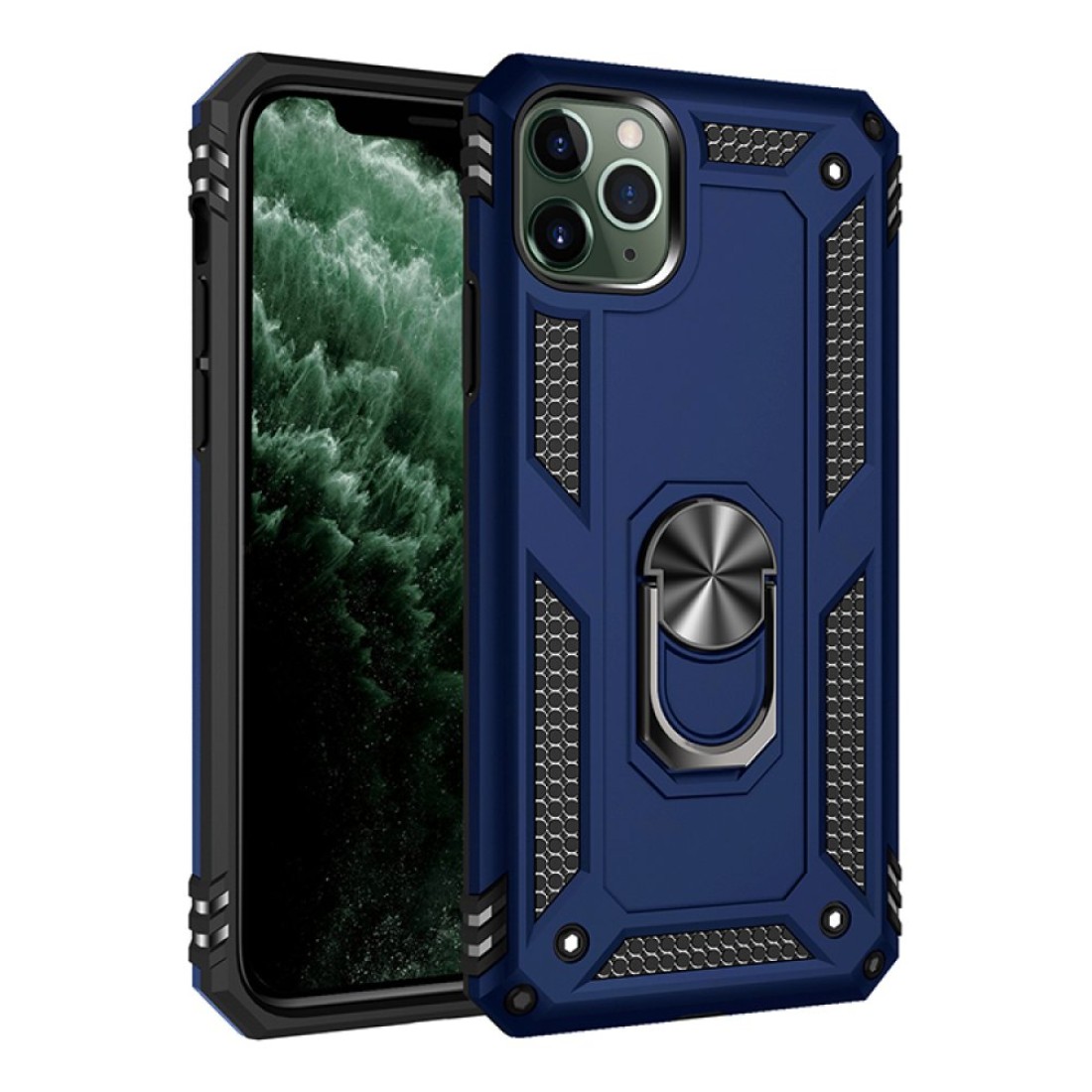  iPhone 11 Pro Kılıf Sofya Yüzüklü Silikon Kapak - Lacivert