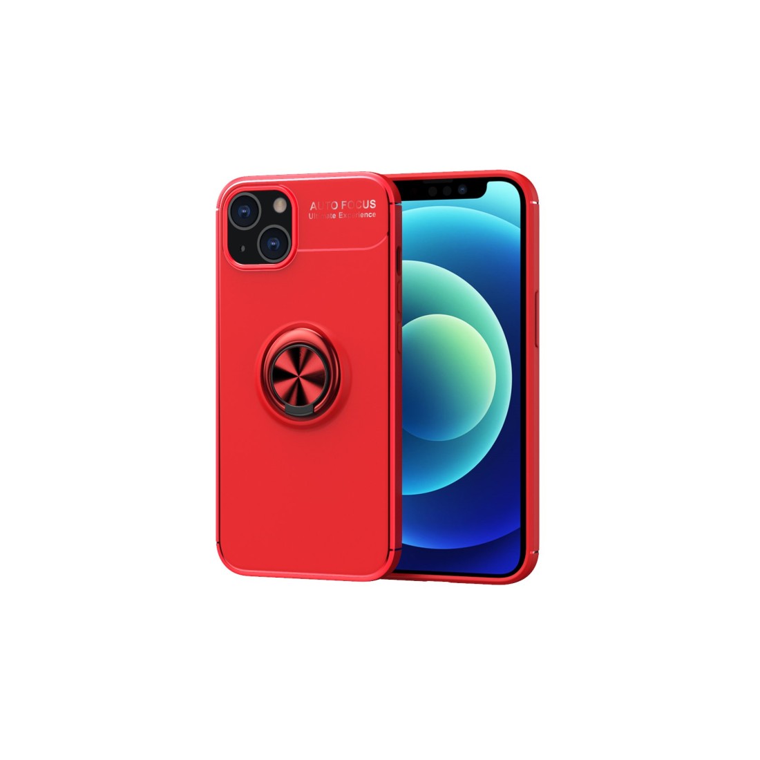  iPhone 13 Kılıf Range Yüzüklü Silikon - Kırmızı