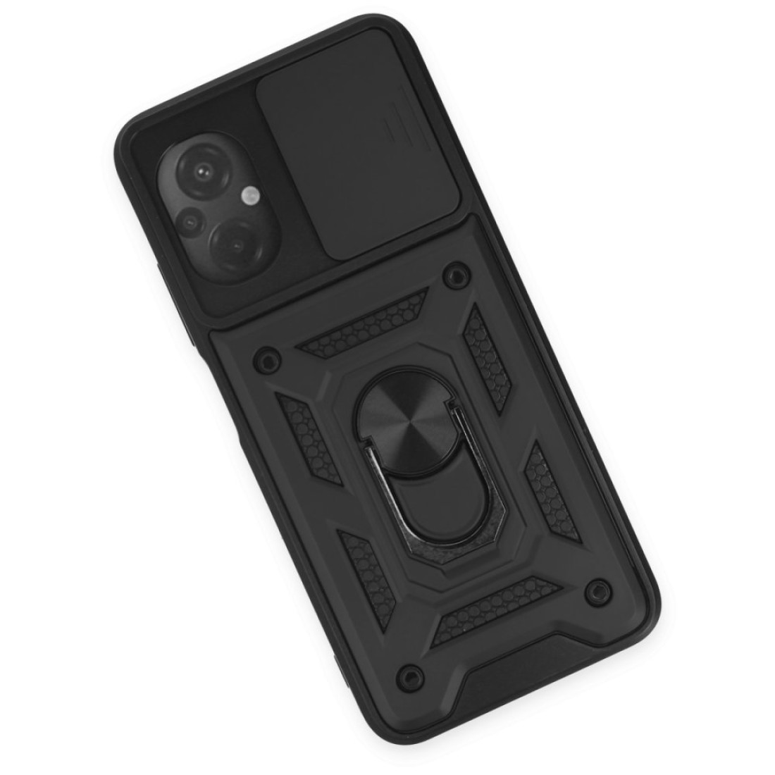  Xiaomi Poco M5 Kılıf Pars Lens Yüzüklü Silikon - Siyah