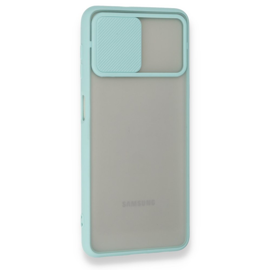  Samsung Galaxy M32 Kılıf Palm Buzlu Kamera Sürgülü Silikon - Turkuaz