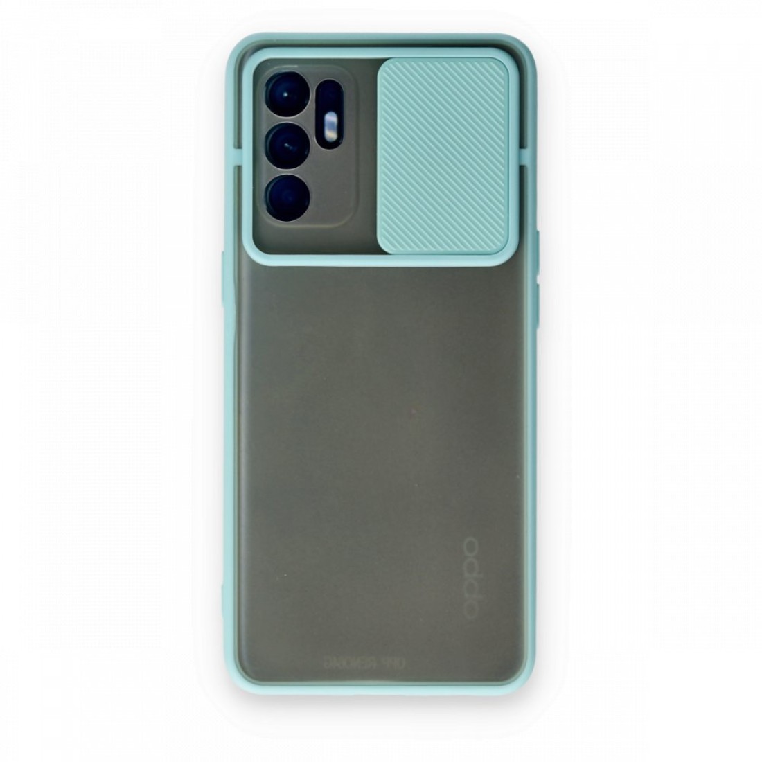  Oppo Reno 6 Kılıf Palm Buzlu Kamera Sürgülü Silikon - Turkuaz