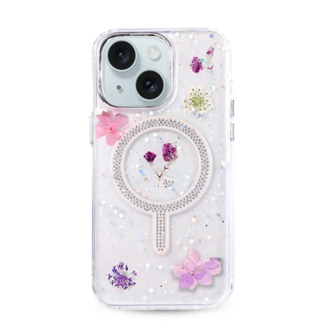  iPhone 13 Flower Magsafe Kapak - Mor