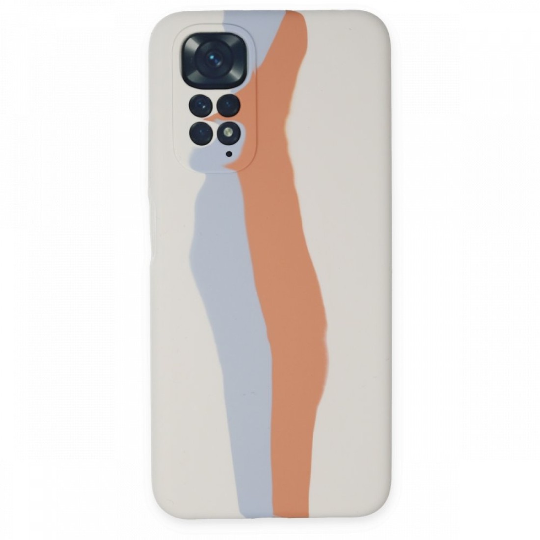  Xiaomi Redmi Note 11 Kılıf Ebruli Lansman Silikon - Beyaz-Turuncu