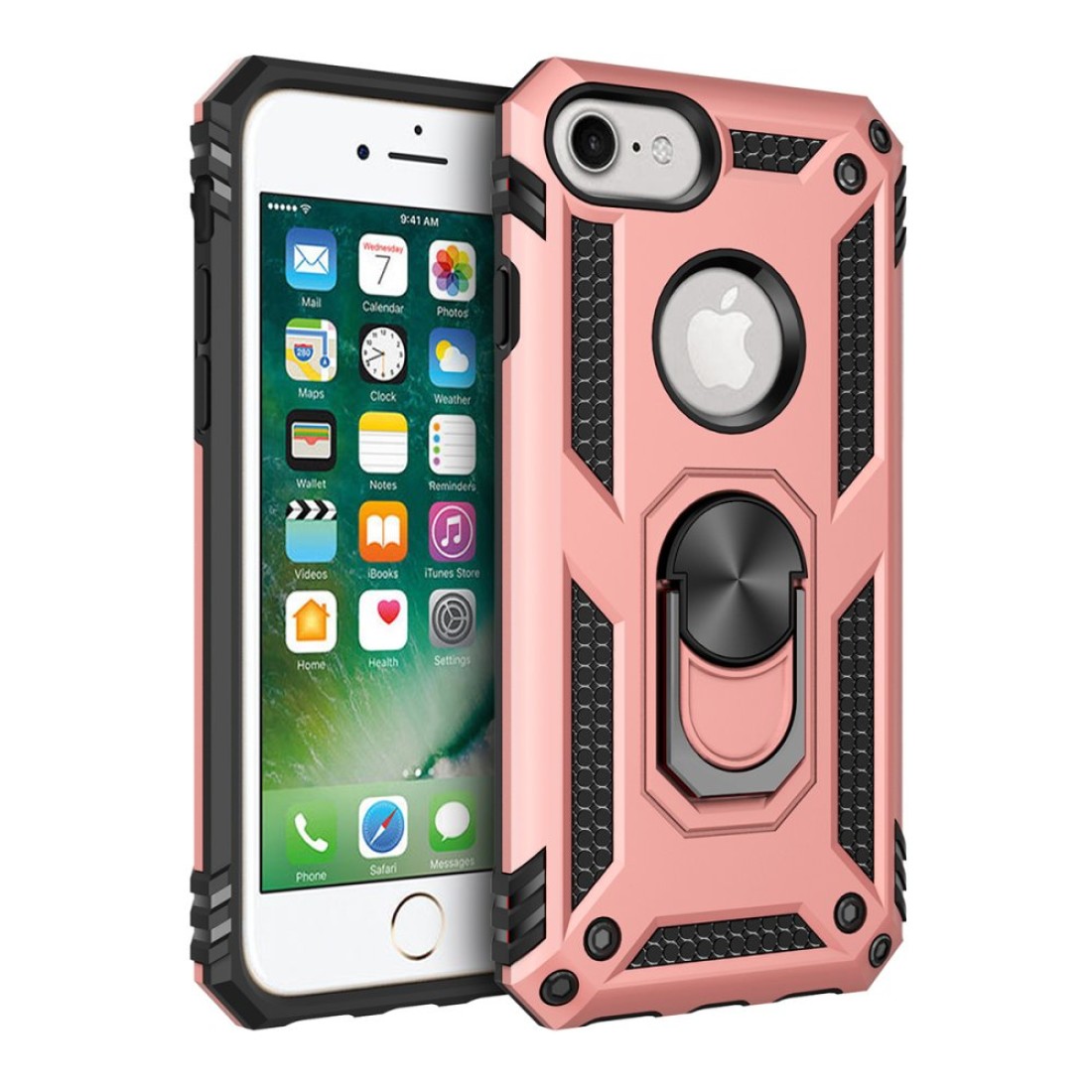  iPhone SE 2020 Kılıf Sofya Yüzüklü Silikon Kapak - Rose