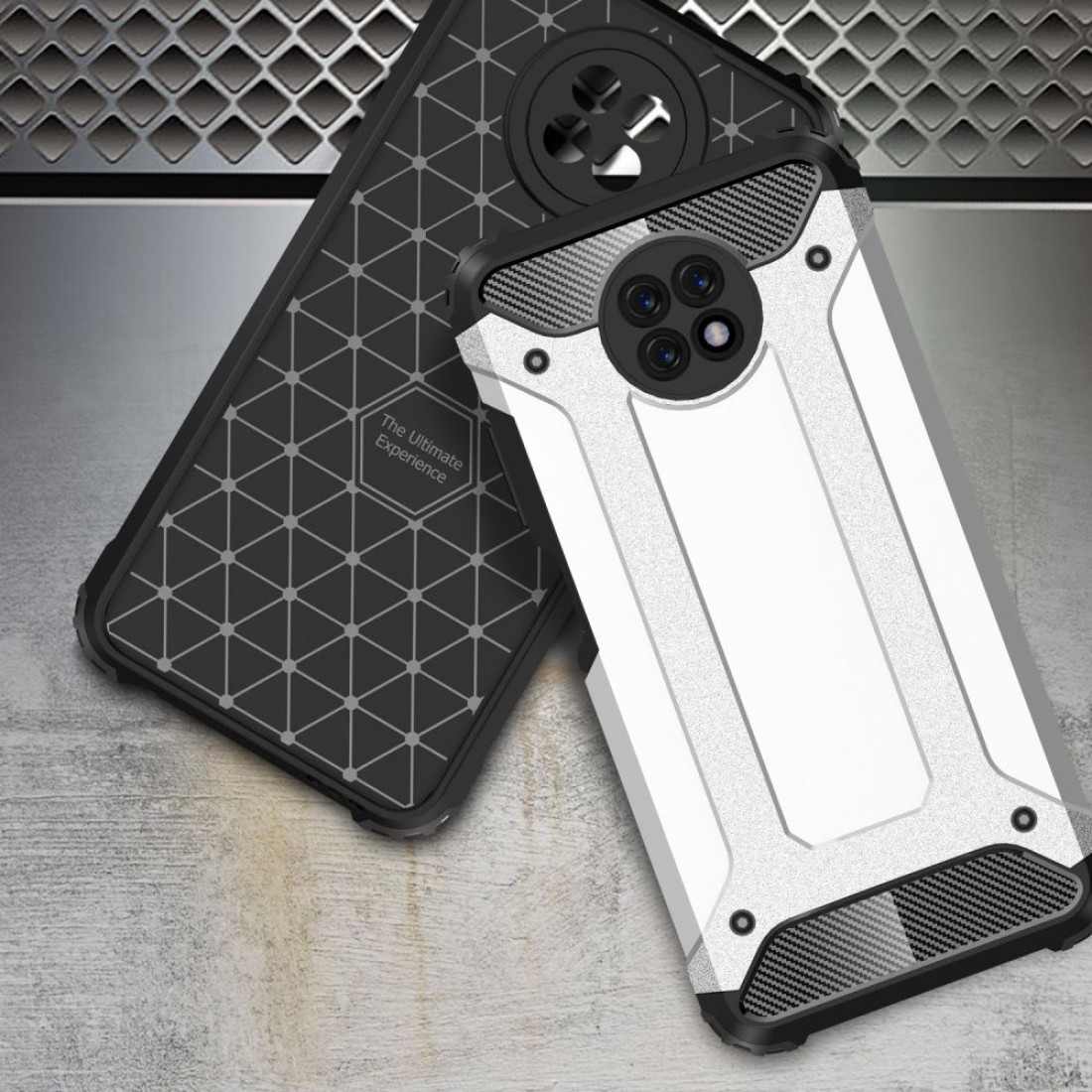  Xiaomi Redmi Note 9 5G Kılıf Tank Silikon Kapak - Gümüş