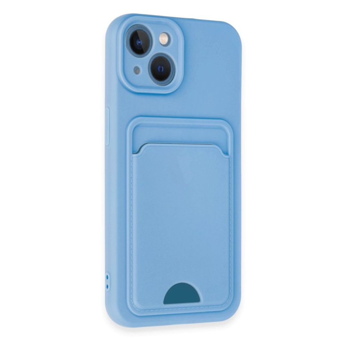  iPhone 13 Kılıf Kelvin Kartvizitli Silikon - Mavi
