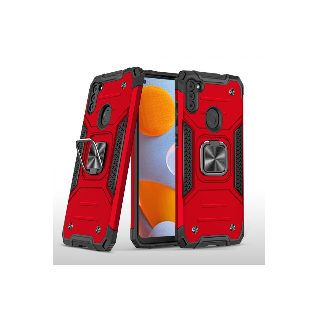  Samsung Galaxy M11 Kılıf Zegna Yüzüklü Silikon Kapak - Kırmızı