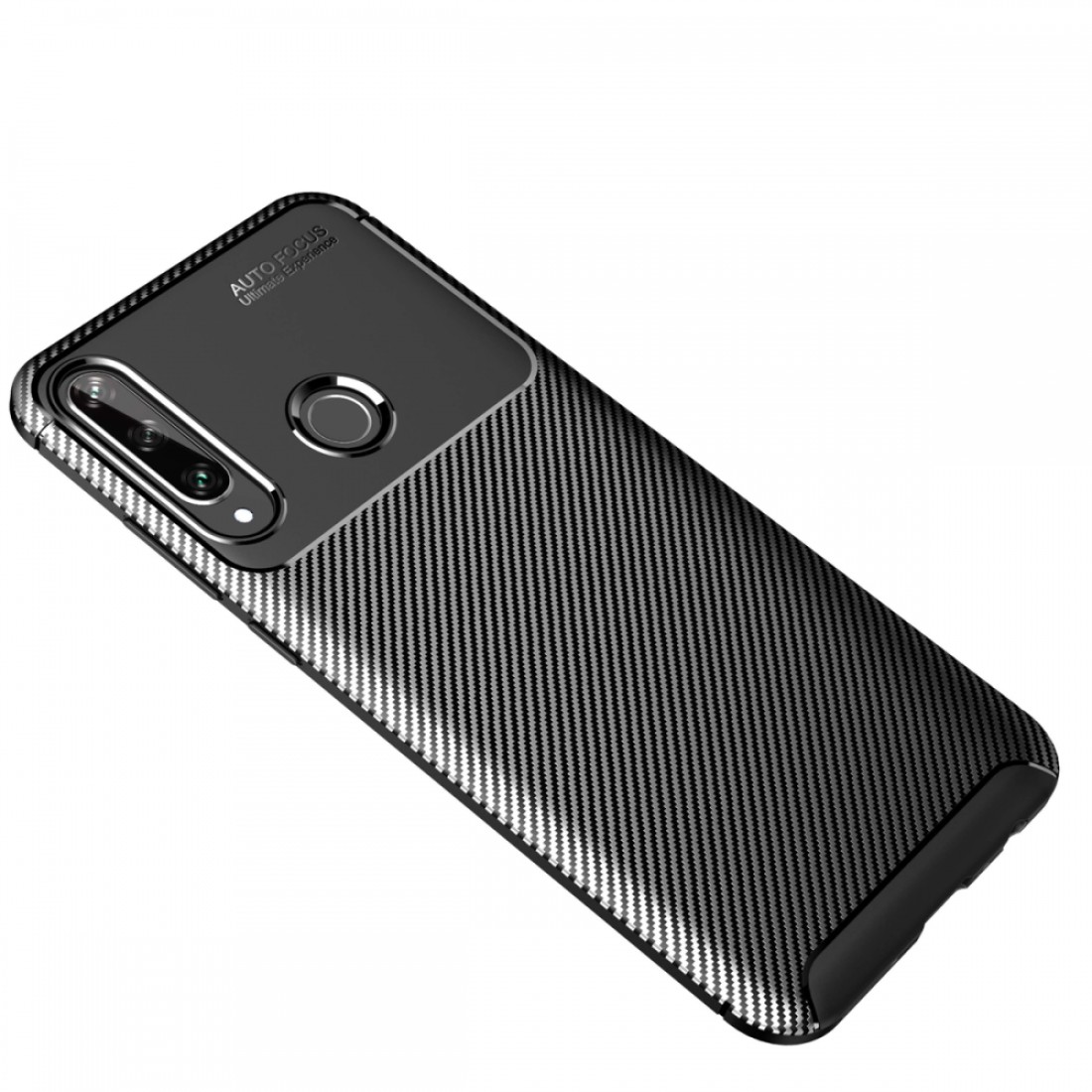  Huawei Y6P Kılıf Auto Focus Karbon Kapak - Siyah