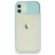 iPhone 12 Kılıf Palm Buzlu Kamera Sürgülü Silikon - Turkuaz iPhone 12 Kılıf Palm Buzlu Kamera Sürgülü Silikon - Turkuaz