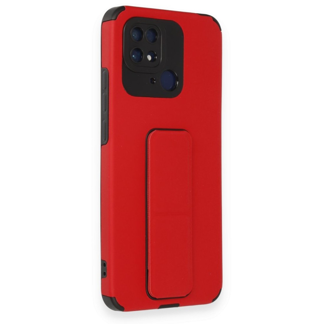  Xiaomi Redmi 10C Kılıf Mega Standlı Silikon - Kırmızı