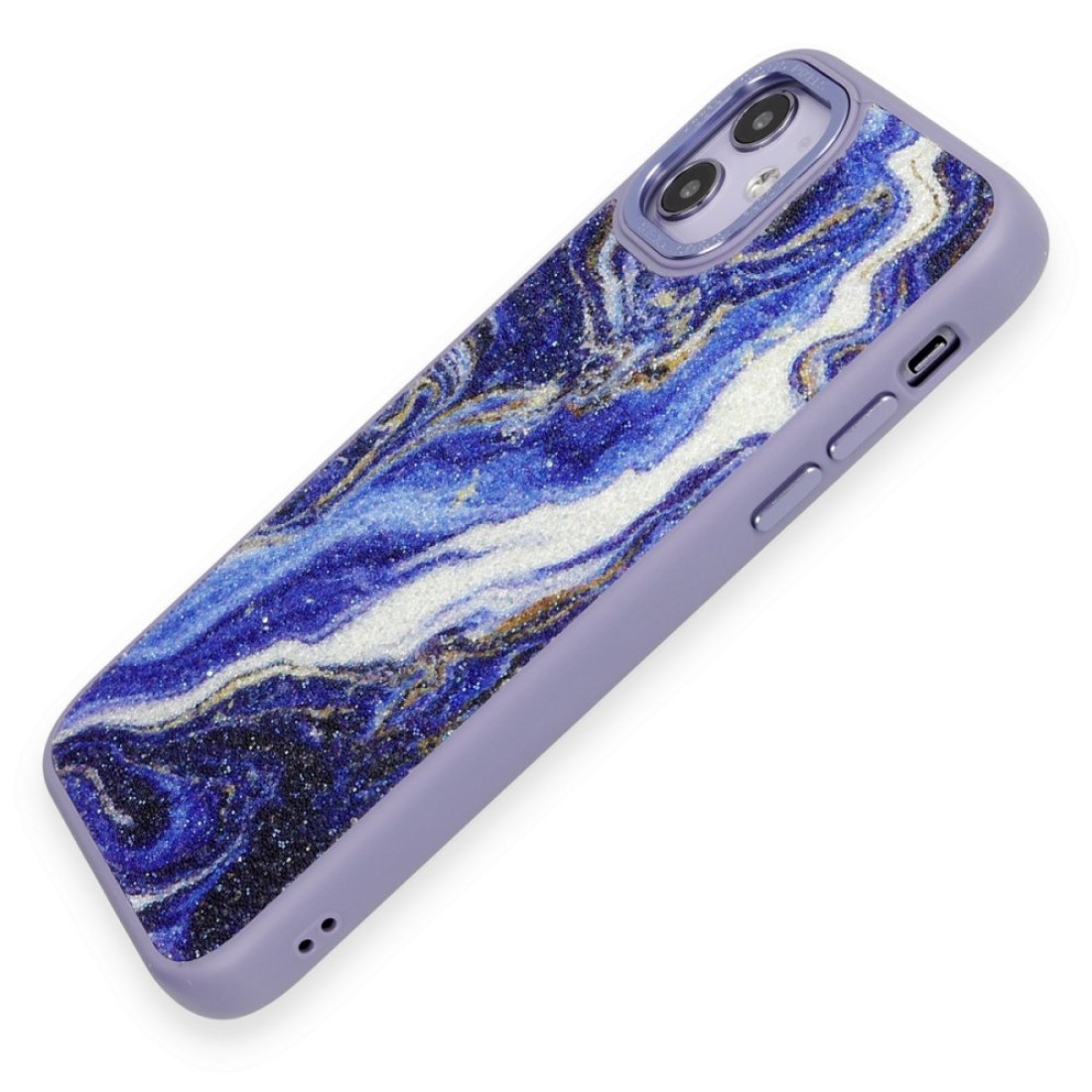 iPhone 12 Kılıf Moda Simli Kapak - Mavi iPhone 12 Kılıf Moda Simli Kapak - Mavi