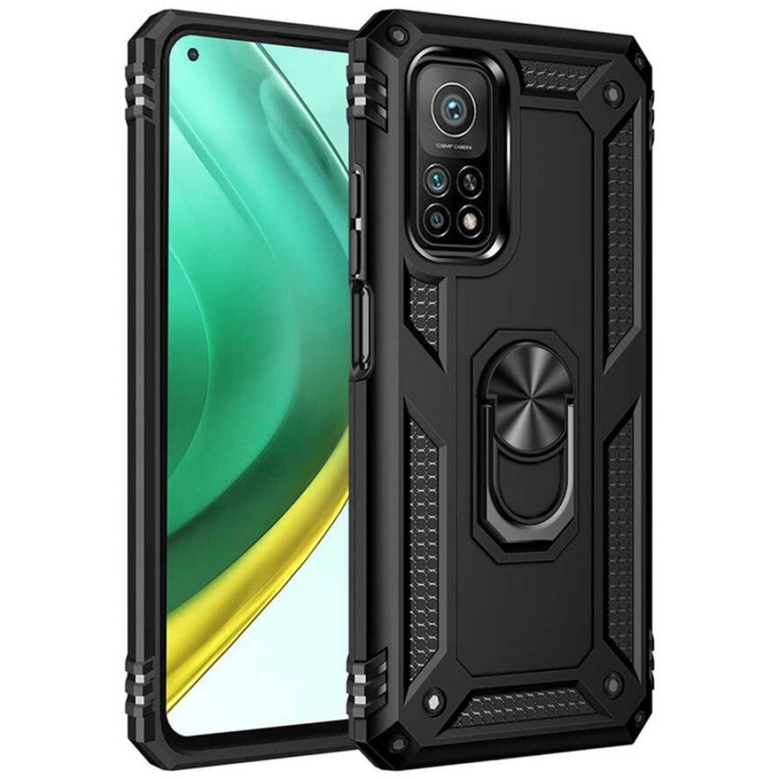  Xiaomi Mi 10T Pro Kılıf Sofya Yüzüklü Silikon Kapak - Siyah