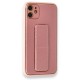  iPhone 12 Kılıf Coco Karbon Standlı Kapak - Pembe