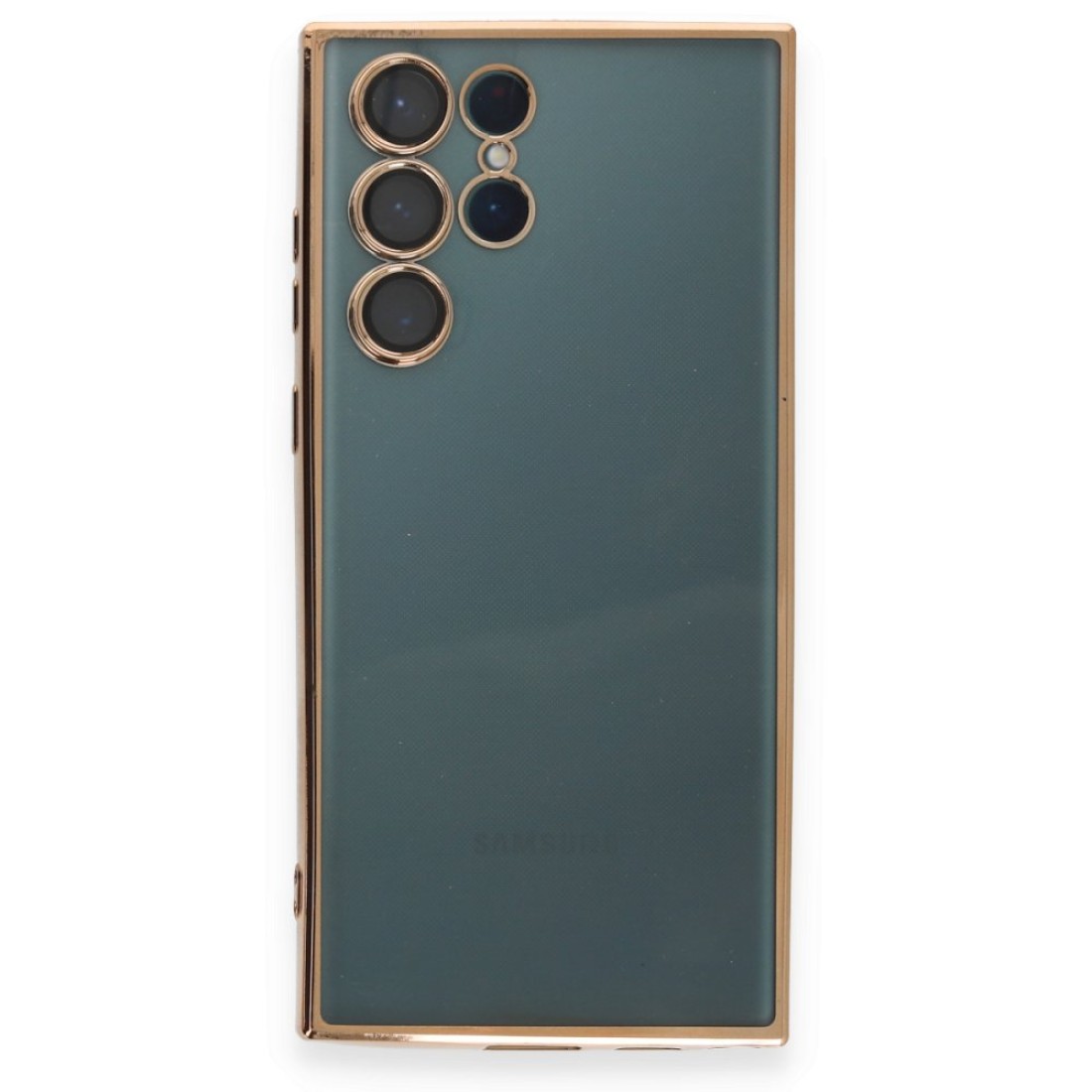  Samsung Galaxy S22 Ultra Kılıf Razer Lensli Silikon - Gold