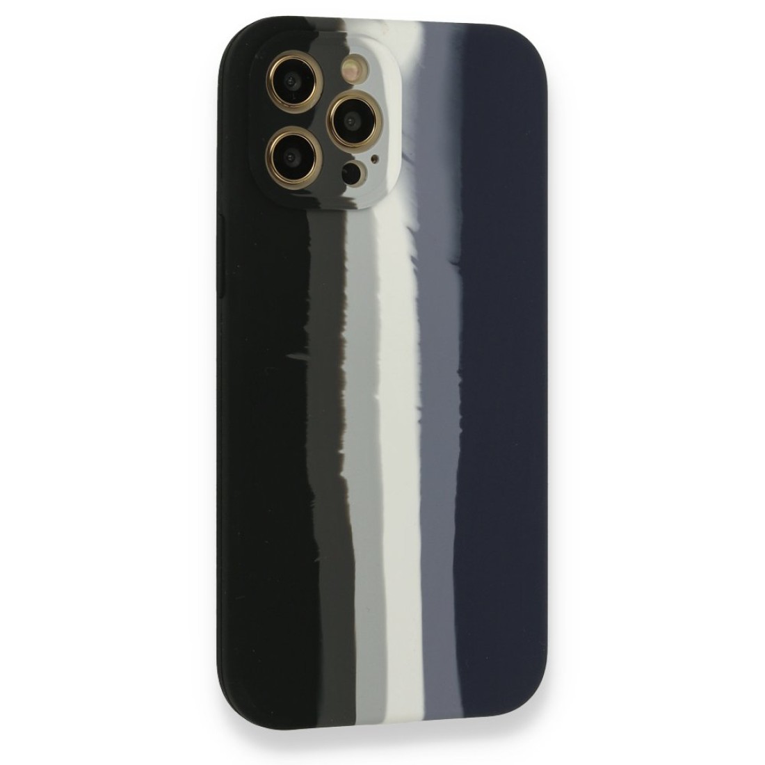  iPhone 12 Pro Kılıf Ebruli Lansman Silikon - Siyah-Lacivert