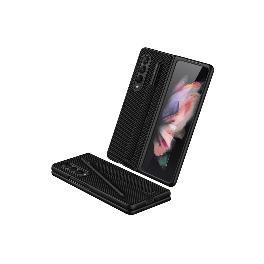 Samsung Galaxy Z Fold 3 Kılıf Fold Kapak - Karbon Samsung Galaxy Z Fold 3 Kılıf Fold Kapak - Karbon